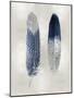 Blue Feather Pair on Silver-Julia Bosco-Mounted Art Print