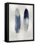 Blue Feather Pair on Silver-Julia Bosco-Framed Stretched Canvas