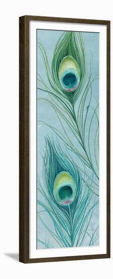 Blue Feathered Peacock VI-Lisa Audit-Framed Premium Giclee Print