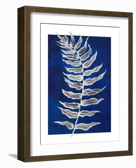 Blue Fern in White Border I-Elizabeth Medley-Framed Art Print