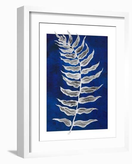 Blue Fern in White Border I-Elizabeth Medley-Framed Art Print