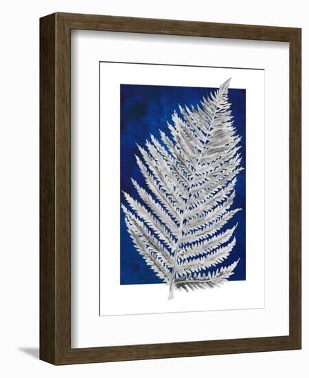 Blue Fern in White Border II-Elizabeth Medley-Framed Art Print