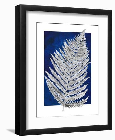 Blue Fern in White Border II-Elizabeth Medley-Framed Art Print