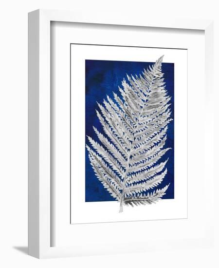 Blue Fern in White Border II-Elizabeth Medley-Framed Art Print