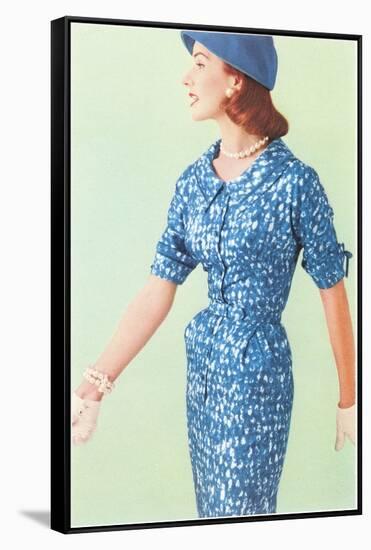 Blue Fifties Dress-null-Framed Stretched Canvas