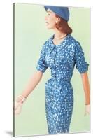 Blue Fifties Dress-null-Stretched Canvas