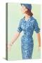 Blue Fifties Dress-null-Stretched Canvas