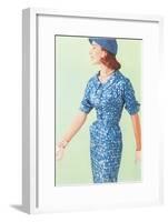 Blue Fifties Dress-null-Framed Art Print