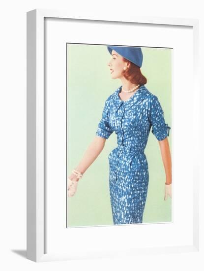 Blue Fifties Dress-null-Framed Art Print