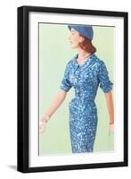 Blue Fifties Dress-null-Framed Art Print