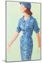 Blue Fifties Dress-null-Mounted Art Print