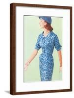 Blue Fifties Dress-null-Framed Art Print