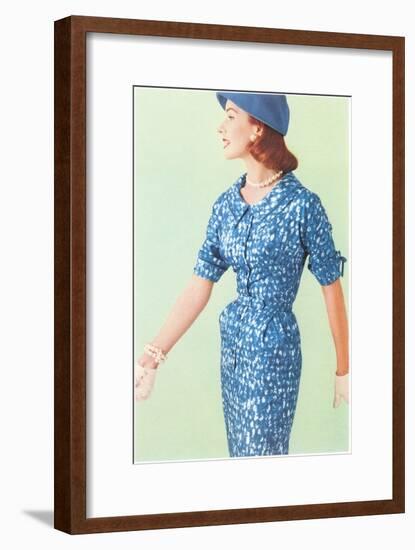 Blue Fifties Dress-null-Framed Art Print