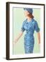 Blue Fifties Dress-null-Framed Art Print