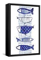 Blue Fish II-Mercedes Lopez Charro-Framed Stretched Canvas