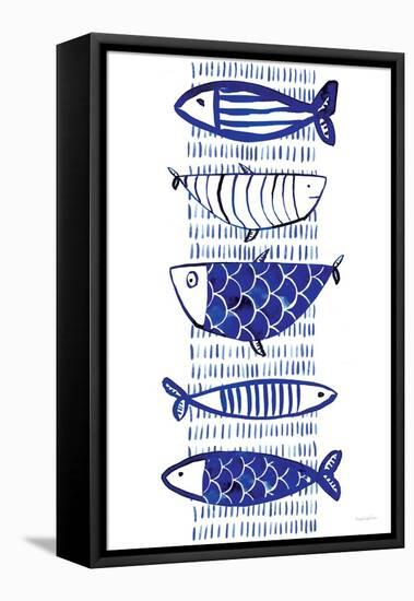 Blue Fish II-Mercedes Lopez Charro-Framed Stretched Canvas