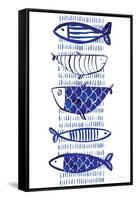 Blue Fish II-Mercedes Lopez Charro-Framed Stretched Canvas