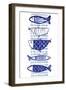 Blue Fish II-Mercedes Lopez Charro-Framed Art Print