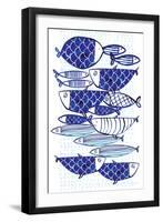 Blue Fish III-Mercedes Lopez Charro-Framed Art Print