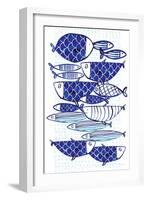 Blue Fish III-Mercedes Lopez Charro-Framed Art Print