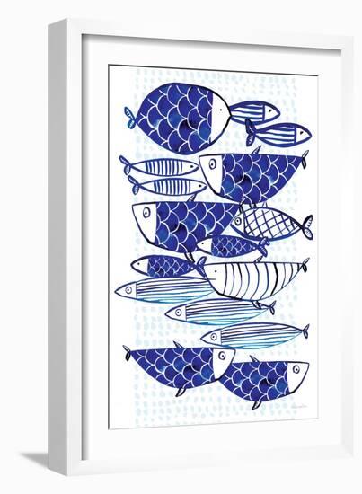 Blue Fish III-Mercedes Lopez Charro-Framed Art Print