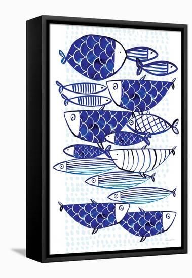 Blue Fish III-Mercedes Lopez Charro-Framed Stretched Canvas