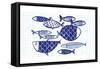 Blue Fish IV-Mercedes Lopez Charro-Framed Stretched Canvas