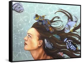 Blue Fish-Leah Saulnier-Framed Stretched Canvas