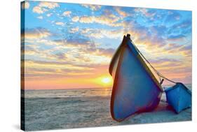 Blue Fisherman Boats and Sunrise-laurentiu iordache-Stretched Canvas
