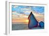 Blue Fisherman Boats and Sunrise-laurentiu iordache-Framed Photographic Print