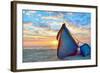 Blue Fisherman Boats and Sunrise-laurentiu iordache-Framed Photographic Print