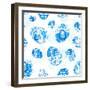 Blue Floral Easter Eggs Seamless Pattern-art_of_sun-Framed Art Print