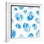 Blue Floral Easter Eggs Seamless Pattern-art_of_sun-Framed Art Print