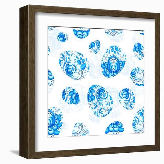 Blue Floral Easter Eggs Seamless Pattern-art_of_sun-Framed Art Print