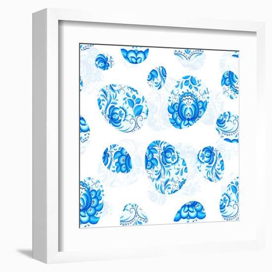 Blue Floral Easter Eggs Seamless Pattern-art_of_sun-Framed Art Print