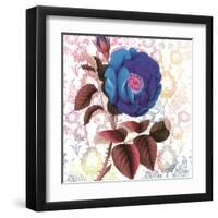 Blue Floral Grandure-Lula Bijoux-Framed Art Print