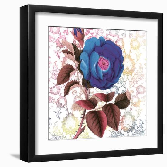 Blue Floral Grandure-Lula Bijoux-Framed Art Print