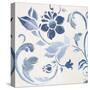 Blue Floral Shimmer II-Tiffany Hakimipour-Stretched Canvas