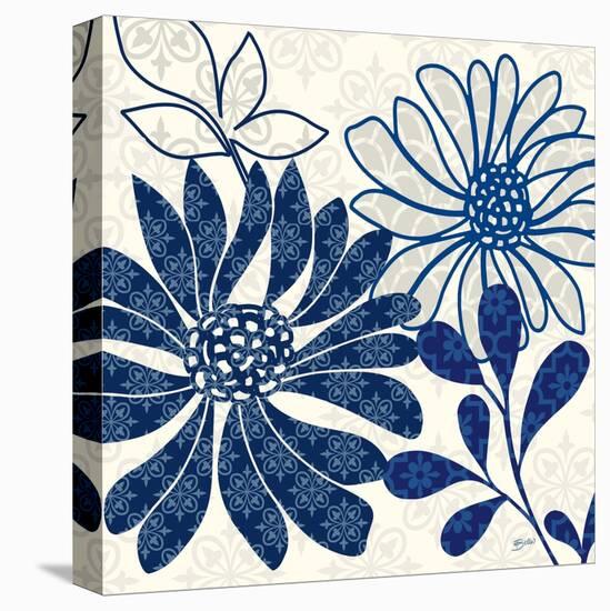 Blue Floralesque 1-Bella Dos Santos-Stretched Canvas