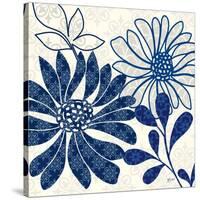 Blue Floralesque 1-Bella Dos Santos-Stretched Canvas