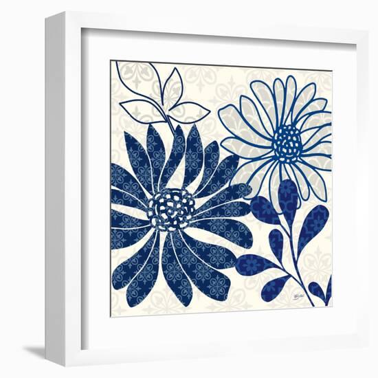 Blue Floralesque 1-Bella Dos Santos-Framed Art Print