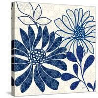 Blue Floralesque 1-Bella Dos Santos-Stretched Canvas