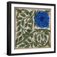 Blue Flower Watercolor Tile Design by William de Morgan-Stapleton Collection-Framed Giclee Print