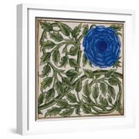 Blue Flower Watercolor Tile Design by William de Morgan-Stapleton Collection-Framed Giclee Print