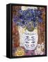 Blue Flowers in an Oriental Vase with Buddha Figures on a Tabletop-Lorraine Platt-Framed Stretched Canvas