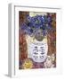 Blue Flowers in an Oriental Vase with Buddha Figures on a Tabletop-Lorraine Platt-Framed Giclee Print