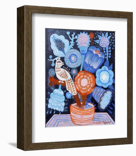 Blue Flowers-Mercedes Lagunas-Framed Art Print