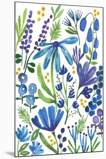 Blue Flowers-Elizabeth Rider-Mounted Giclee Print