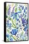 Blue Flowers-Elizabeth Rider-Framed Stretched Canvas