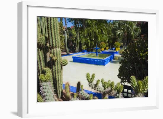 Blue Fountain and Cactus in the Majorelle Gardens (Gardens of Yves Saint-Laurent)-Matthew Williams-Ellis-Framed Photographic Print